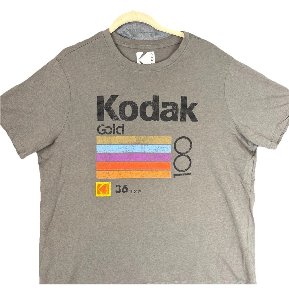 Kodak Gold 100 Graphic T-Shirt Mens XL Gray Retro Film Logo Vintage Style Tee